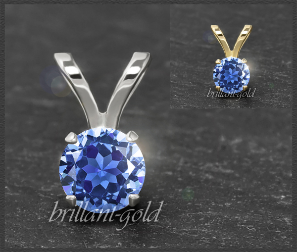 Anhänger 585 Gold Fluorit blau, 4,5,6,7mm