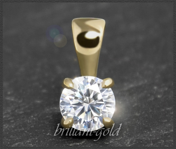 Diamant 585 Gold Anhänger; 0,37ct Brillant, Si1-2
