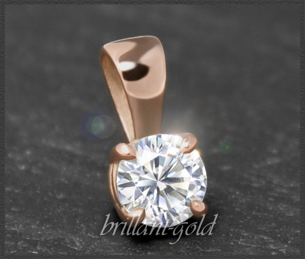 Brillant 585 Gold Anhänger 0,34ct, VS1; Rotgold
