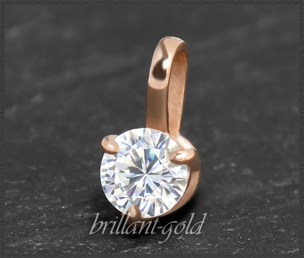 Brillant Anhänger 585 Rotgold; 0,38ct, Lupenrein