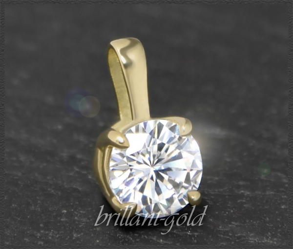 Brillant Anhänger 585 Gold; 0,84ct, Top Wesselton F
