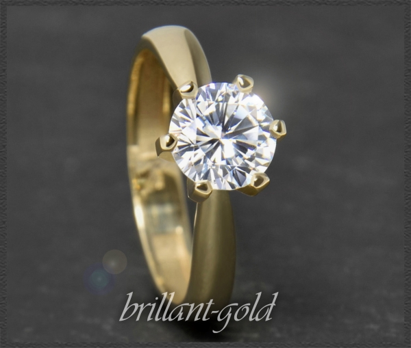 Brillant 585 Gold Ring; 1,38ct, Si; Solitärring