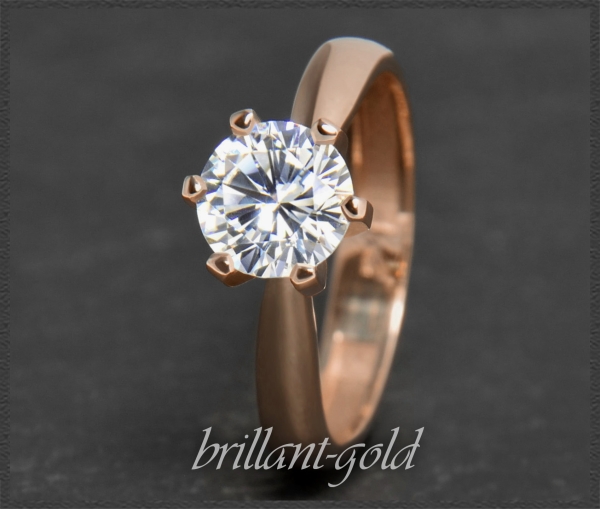 Brillant Ring aus 585 Gold; 1,20ct, VVS2; Rotgold