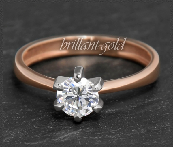 Brillant Ring aus 585 Rotgold & Weißgold, 0,75ct