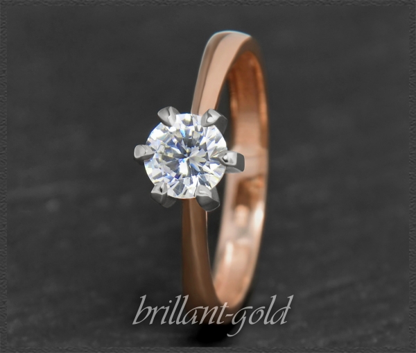Brillant Ring aus 585 Rotgold & Weißgold, 0,75ct