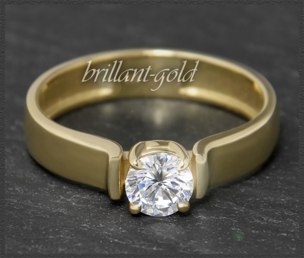Brillant 585 Gold Ring; 0,53ct, Lupenrein & F