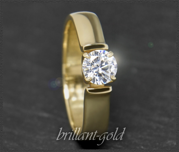 Brillant 585 Gold Ring; 0,53ct, Lupenrein & F