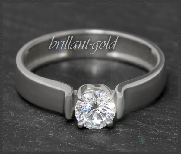 Gold Brillant Ring 0,52ct, Lupenrein, River D