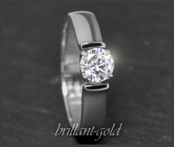 Gold Brillant Ring 0,52ct, Lupenrein, River D