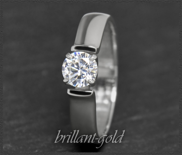 Gold Brillant Ring 0,52ct, Lupenrein, River D