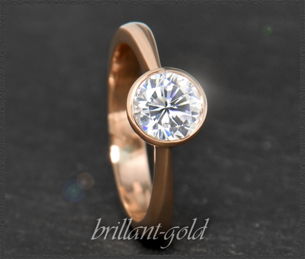 Brillant Ring 585 Rotgold 0,81ct, River D & VS2
