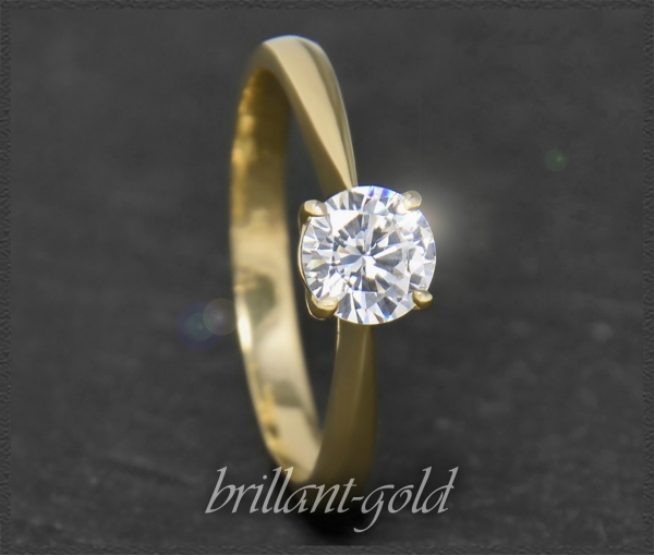 Brillant Ring mit 0,76ct, Si; 14 Karat Gelbgold