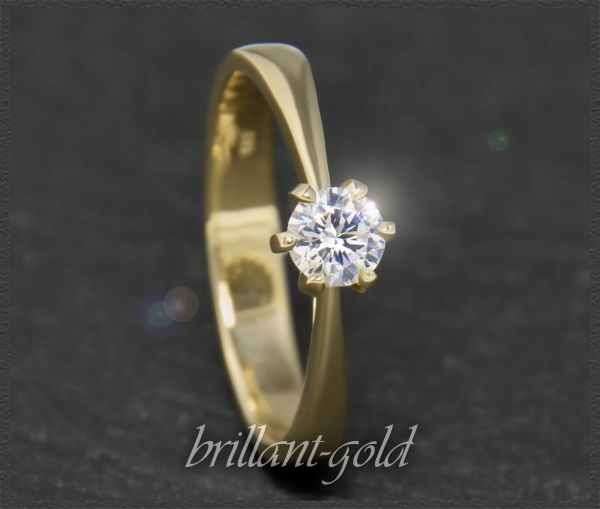 Brillant 585 Gold Ring; 0,31ct, River E; Damenring