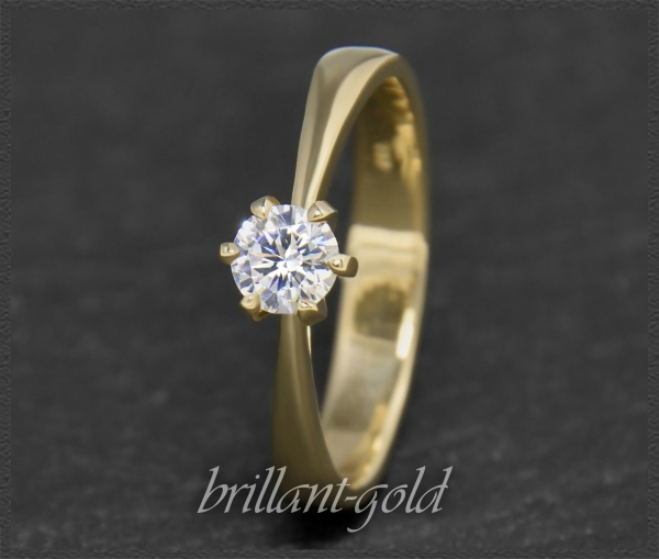 Brillant 585 Gold Ring, 0,41ct, Si1; DGI Zertifikat