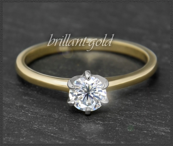 Brillant Ring 585 Gold; 0,54ct, Top Wesselton, Si1-2