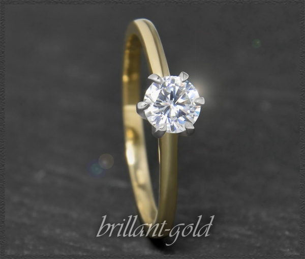 Brillant Ring 585 Gold; 0,54ct, Top Wesselton, Si1-2