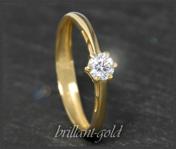 Brillant 585 Gold Ring, 0,32ct, Si1; DGI Zertifikat