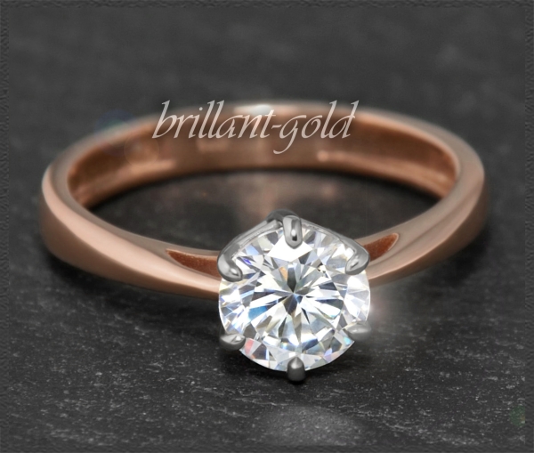 Brillant Ring 585 Gold, 1,32ct; Rot- & Weißgold