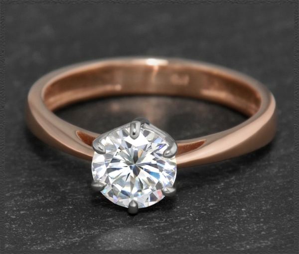 Brillant Ring 585 Gold, 1,32ct; Rot- & Weißgold