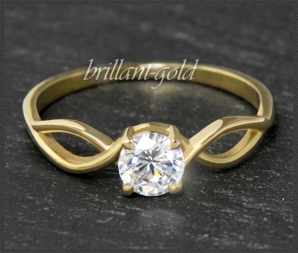 Brillant Ring in 585 Gelbgold; 0,62ct, F & Si2-3