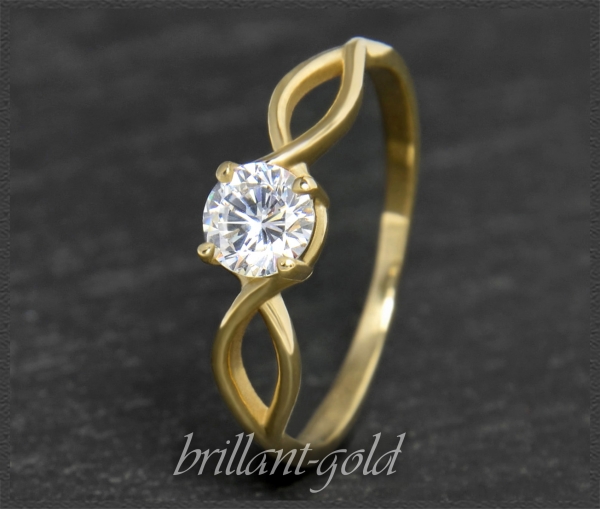 Brillant Ring in 585 Gelbgold; 0,62ct, F & Si2-3