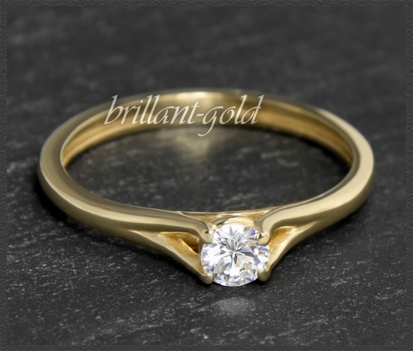 Lupenreiner 0,226ct Ring 585 Gold; IGI Zertifikat