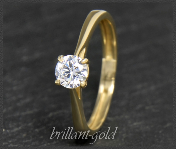 Brillant Ring aus 585 Gelbgold; 0,58ct, River D