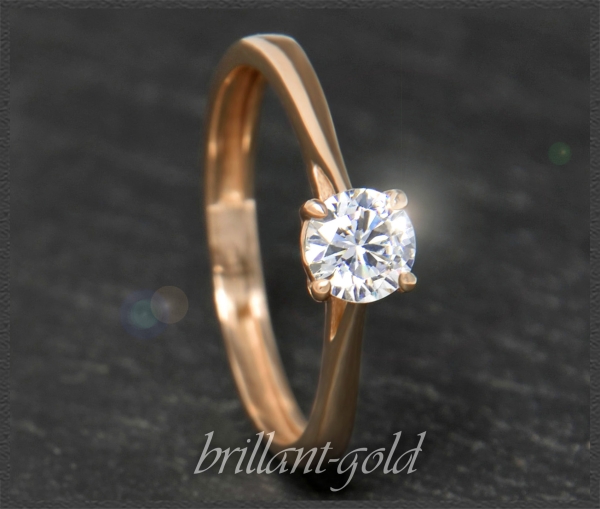 Brillant Ring mit 0,58ct, River D; 585 Rotgold