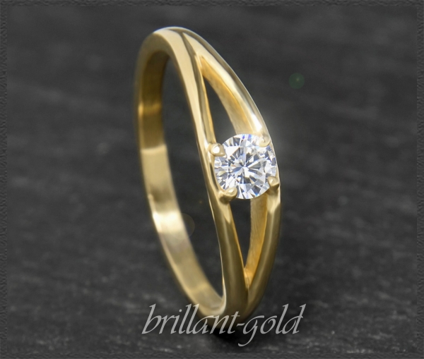 Brillant Ring aus 585 Gold; 0,27ct, D & VVS2