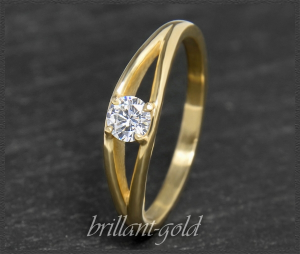 Brillant 585 Gold Ring; 0,22ct, Si1, DGI Zertifikat