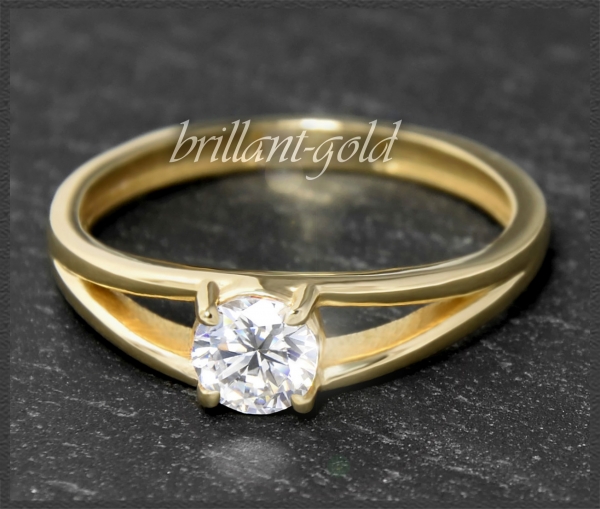 Brillant Ring 585 Gold; 0,50ct, Si1; DGI Zertifikat