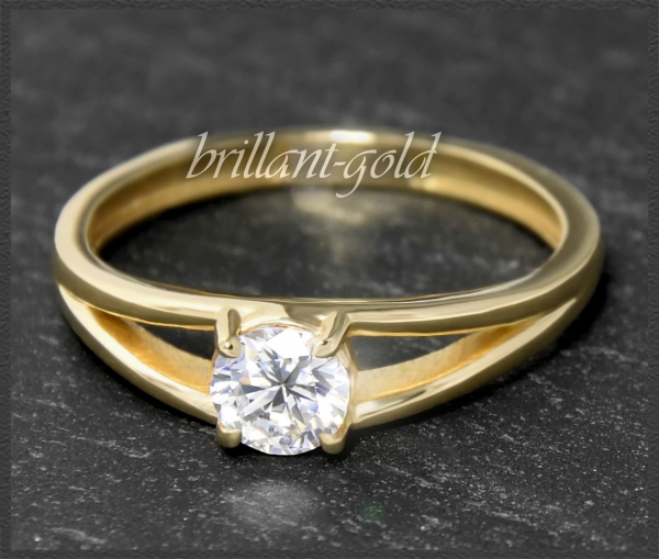 Diamant Solitär Ring 585 Gold; 0,52ct, Si1-2