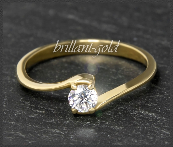 Brillant 585 Gold Ring 0,20ct, Si1; DGI Zertifikat