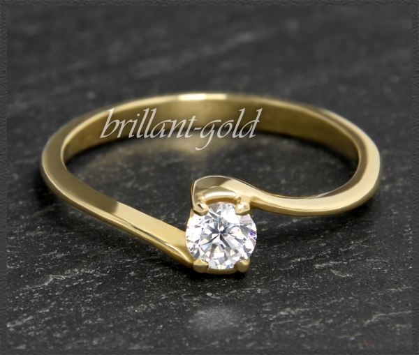 Brillant 585 Gold Ring 0,20ct, Si1; DGI Zertifikat