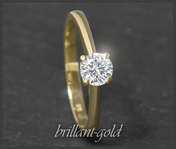 Brillant 585 Gold Ring; 0,51ct, River D, Si2-3