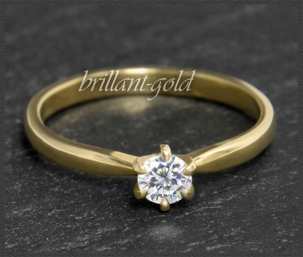 Brillant Ring 585 Gelbgold; 0,30ct, F & VVS1