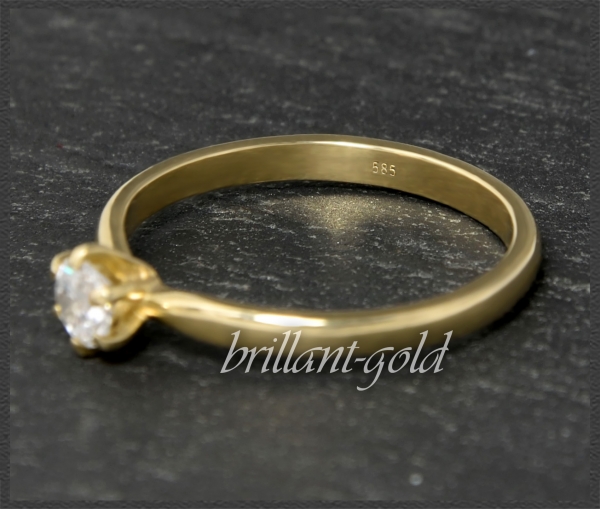 Brillant Ring 585 Gelbgold; 0,30ct, F & VVS1