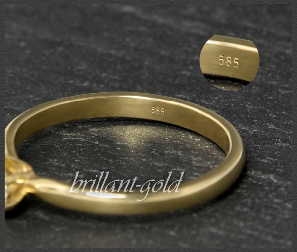 Brillant Ring 585 Gelbgold; 0,30ct, F & VVS1