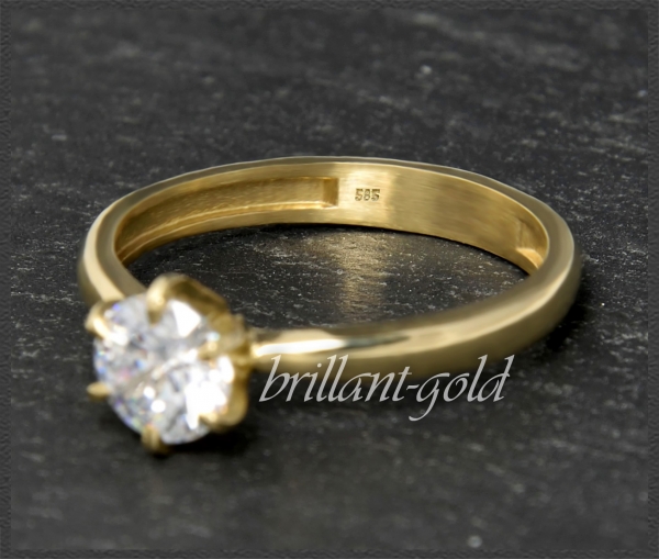 Brillant Ring 1,03ct, Wesselton H-I, 585 Gelbgold