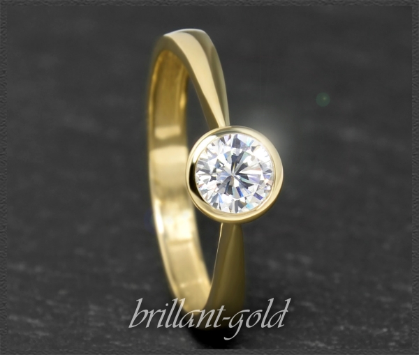 Diamant Ring, 0,64ct Brillant, 585 Gelbgold