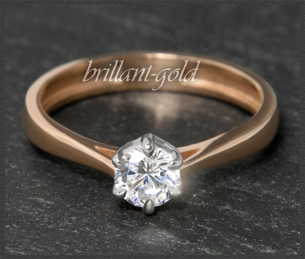 Brillant 585 Gold Ring, 0,55ct; Top Wesselton; Si1