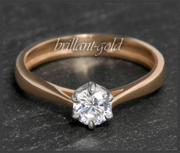 Brillant 585 Gold Ring, 0,55ct; Top Wesselton; Si1