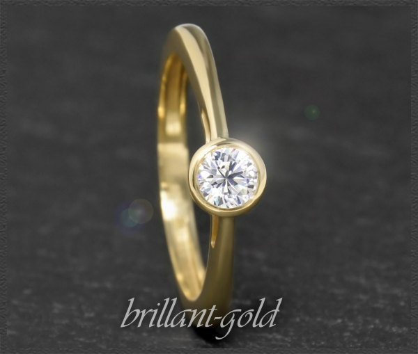 Brillant Ring 585 Gold 0,34ct, River E; 14K Gelbgold