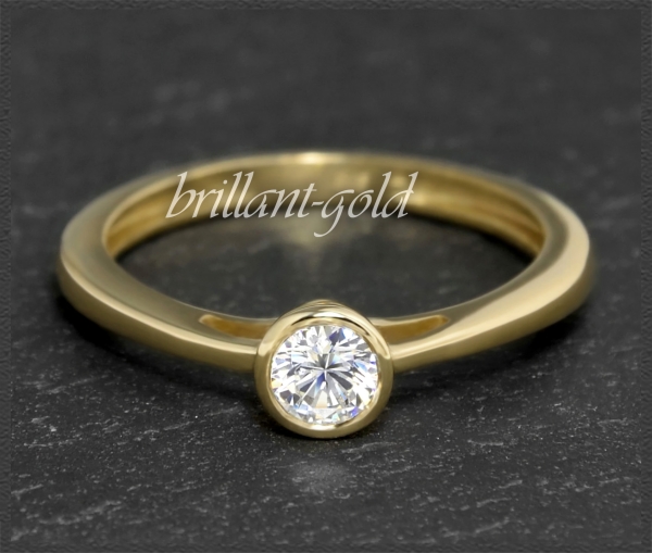 Brillant Ring 585 Gold 0,34ct, River E; 14K Gelbgold