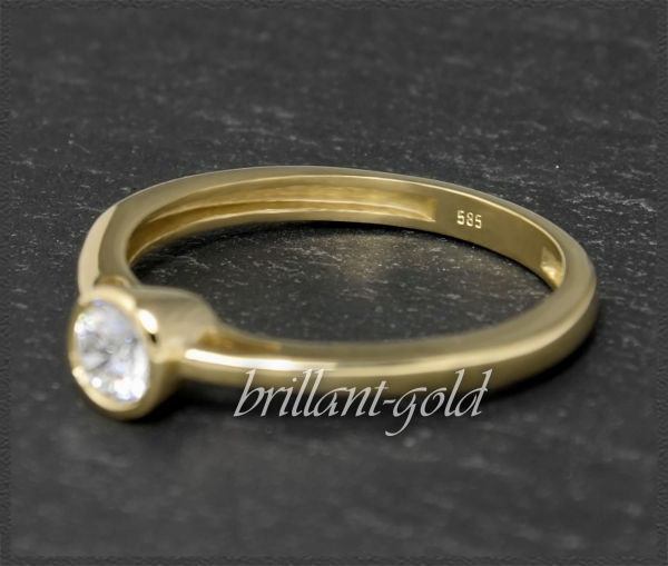 Brillant Ring 585 Gold 0,34ct, River E; 14K Gelbgold