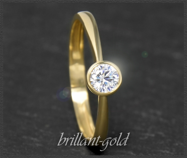 Diamant Gold Ring, 0,34ct Lupenrein, 585 Gelbgold
