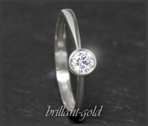 Brillant 585 Weißgold Ring 0,25ct, River, Si1-2