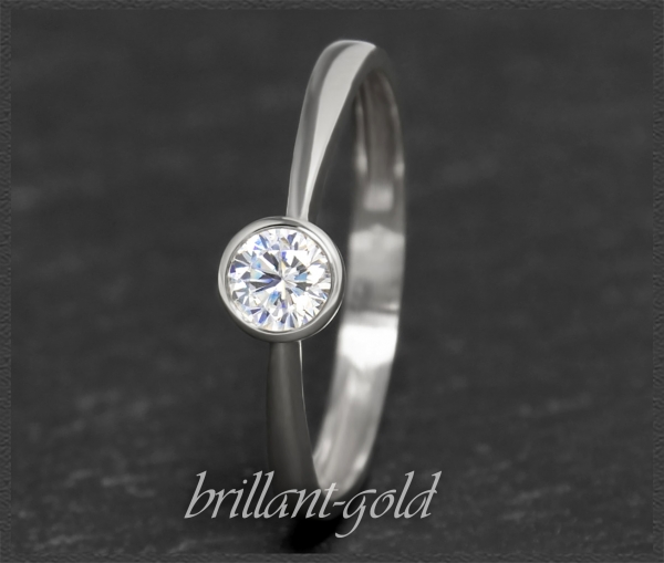 Brillant 585 Weißgold Ring 0,25ct, River, Si1-2