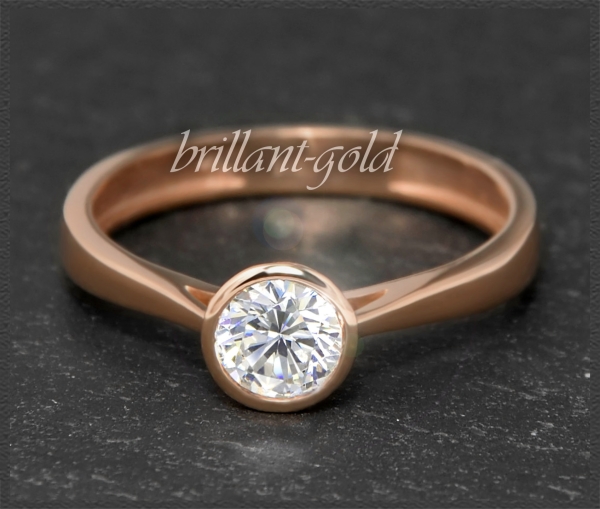 Gold Brillant Ring mit 0,64ct; VS2; 585 Rotgold