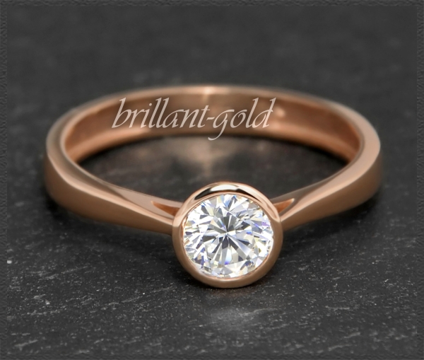 Gold Brillant Ring mit 0,64ct; VS2; 585 Rotgold